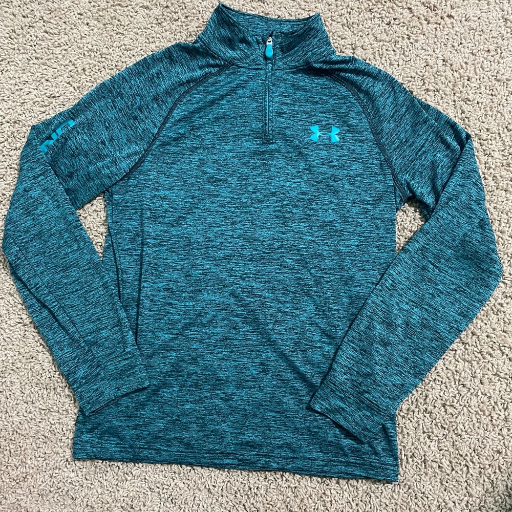 Under Armor blue quarter zip, size youth large, gently worn
